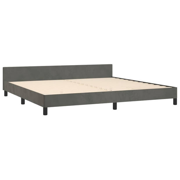 vidaXL Bedframe met hoofdeinde fluweel donkergrijs 200x200 cm