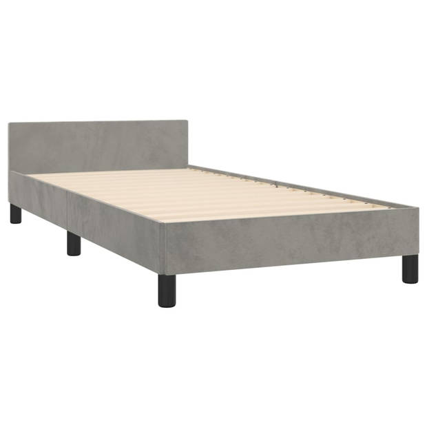 vidaXL Bedframe met hoofdeinde fluweel lichtgrijs 90x190 cm