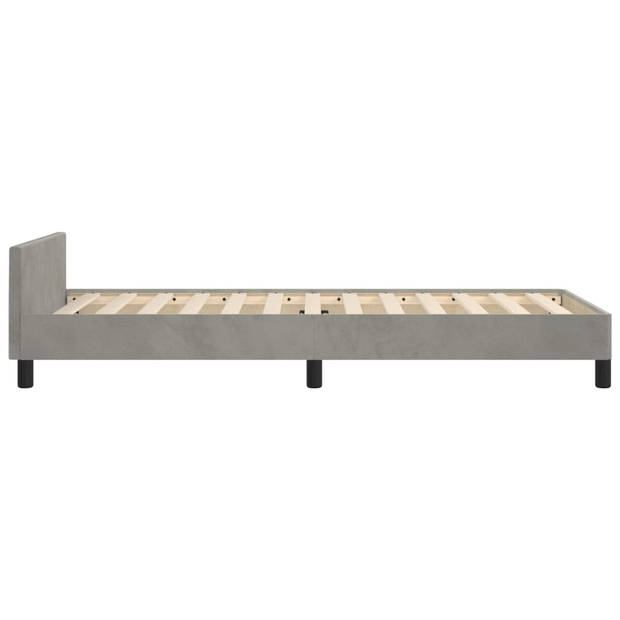 vidaXL Bedframe met hoofdeinde fluweel lichtgrijs 90x200 cm