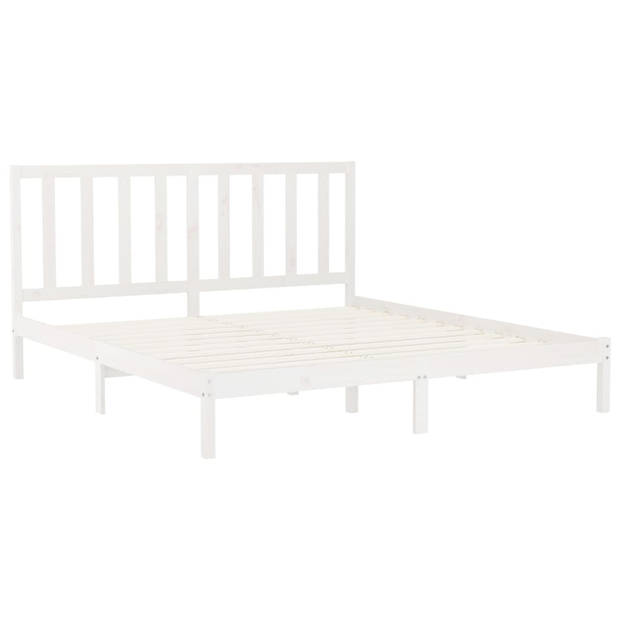 vidaXL Bedframe massief hout wit 200x200 cm