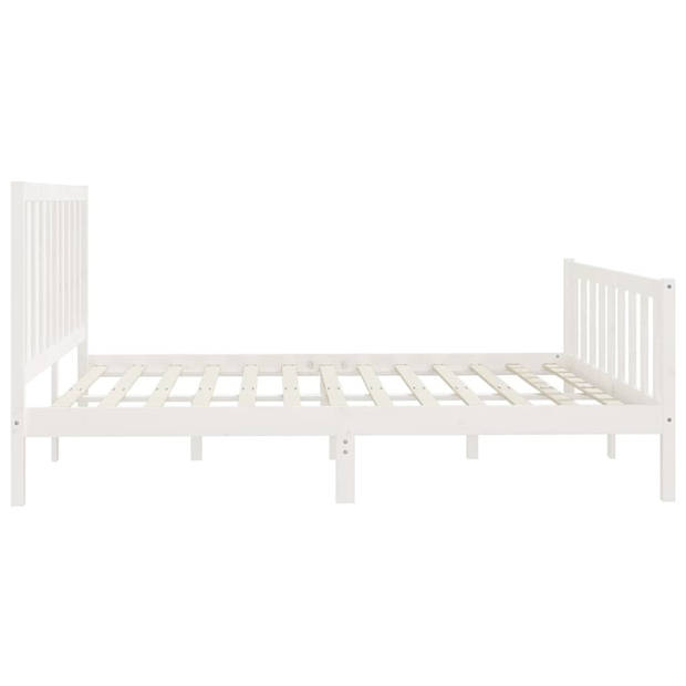 vidaXL Bedframe massief hout wit 200x200 cm