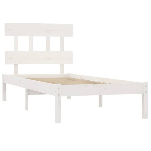 vidaXL Bedframe massief hout wit 90x190 cm