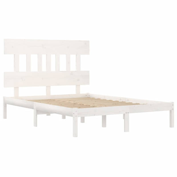 vidaXL Bedframe massief hout wit 200x200 cm