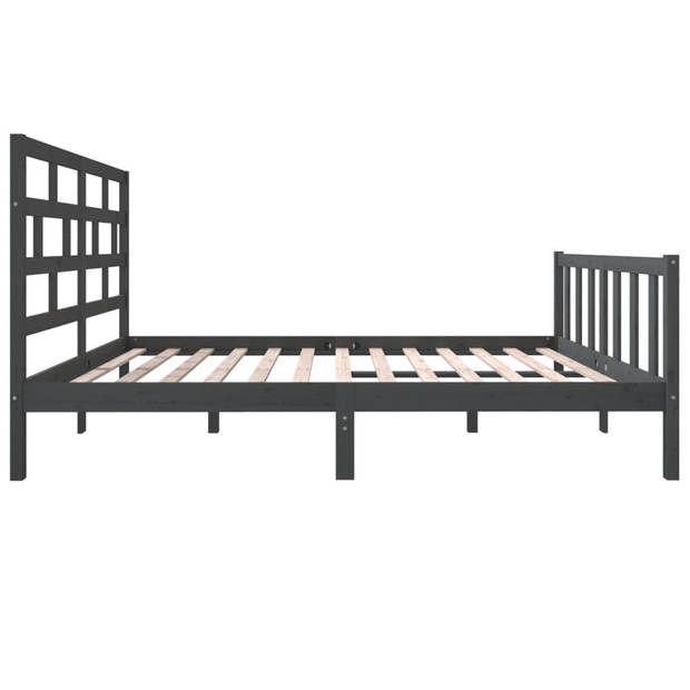 vidaXL Bedframe massief grenenhout grijs 150x200 cm