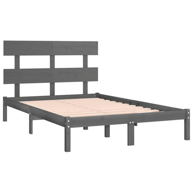 vidaXL Bedframe massief hout grijs 200x200 cm