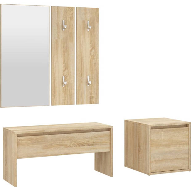 The Living Store Halbank - Sonoma Eiken - Bewerkt Hout - 80x30.5x40 cm - Multifunctioneel ontwerp