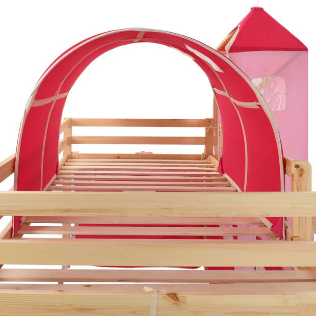 vidaXL Kinderhoogslaper met glijbaan en ladder grenenhout 208x230 cm