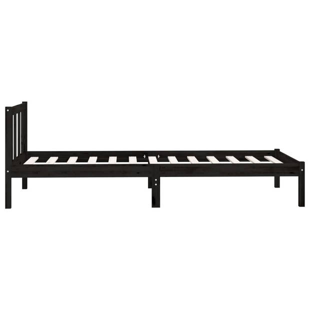 vidaXL Bedframe massief grenenhout zwart 90x190 cm