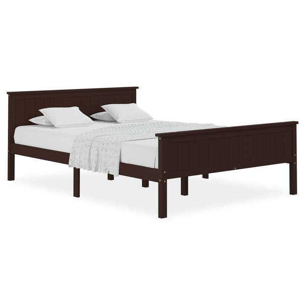The Living Store Bedframe massief grenenhout donkerbruin 160x200 cm - Bed
