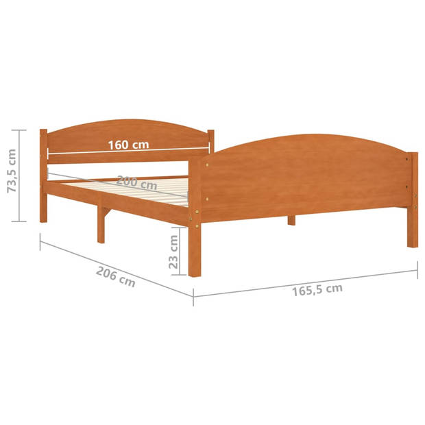 vidaXL Bedframe massief grenenhout honingbruin 160x200 cm