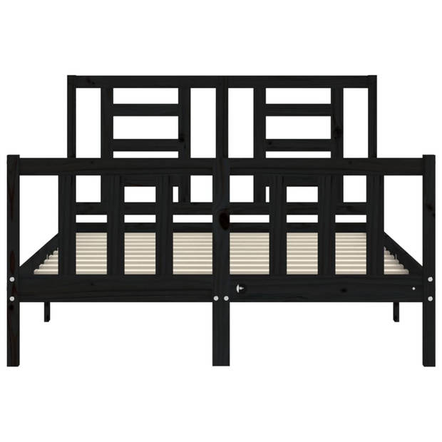 vidaXL Bedframe met hoofdbord massief hout zwart 120x200 cm