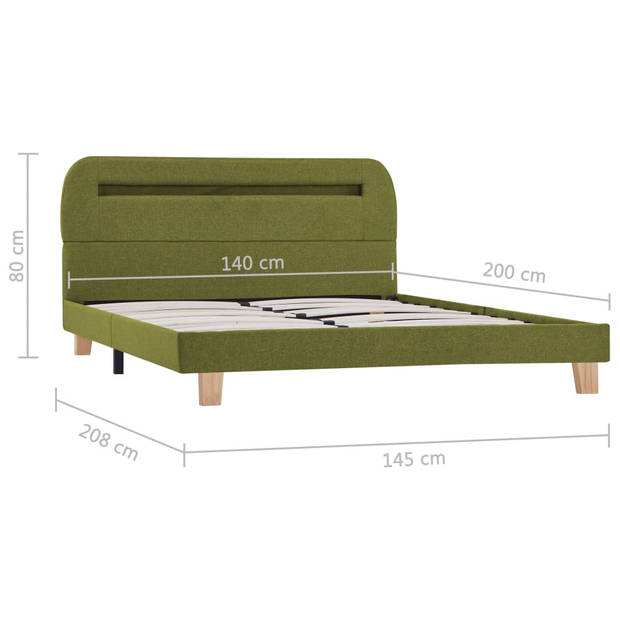 vidaXL Bedframe met LED stof groen 140x200 cm