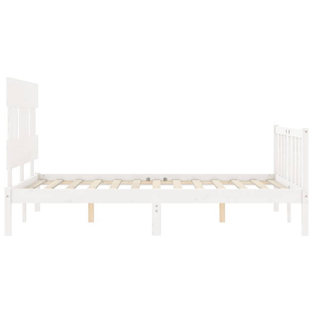 vidaXL Bedframe met hoofdbord massief hout wit