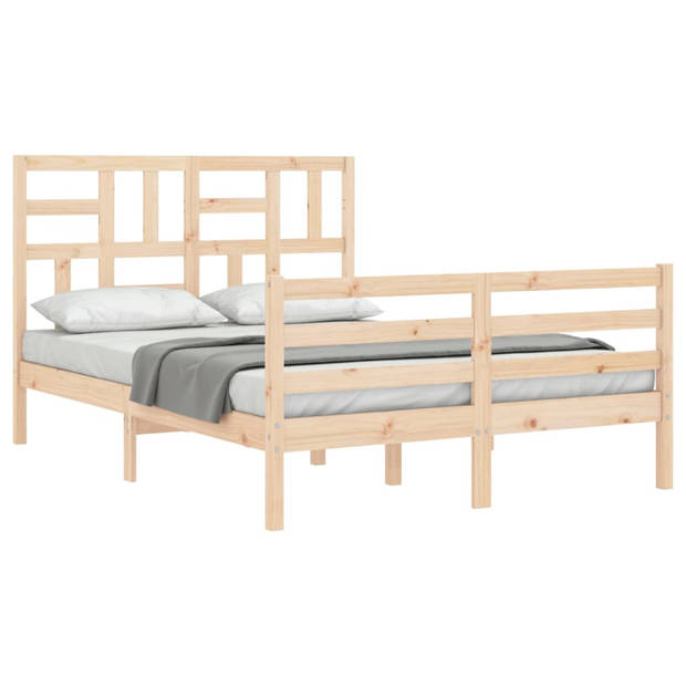 vidaXL Bedframe met hoofdbord massief hout 140x200 cm