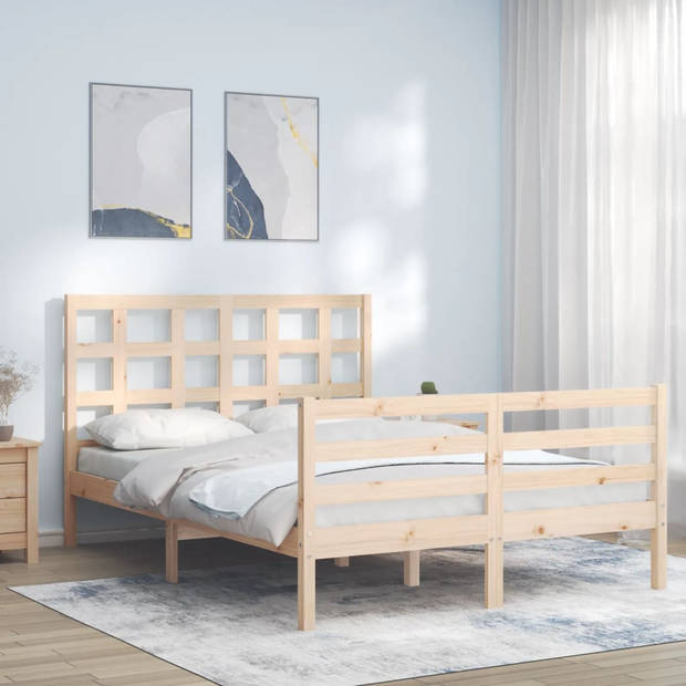 vidaXL Bedframe met hoofdbord massief hout 120x200 cm