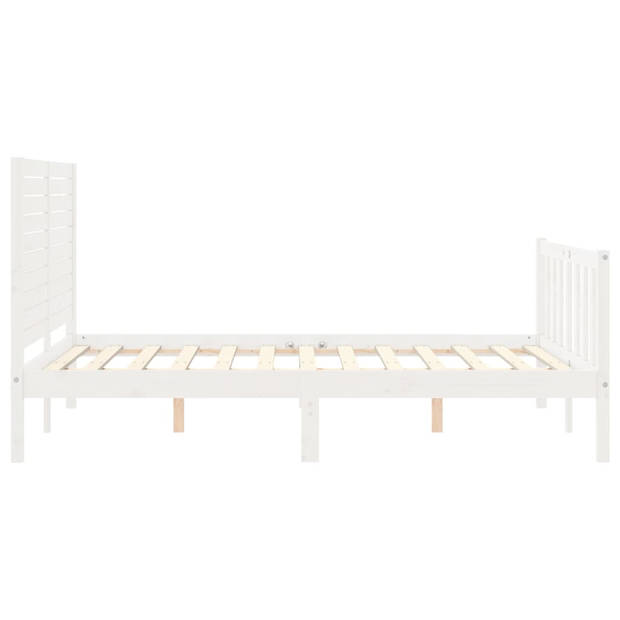 vidaXL Bedframe met hoofdbord massief hout wit 120x200 cm