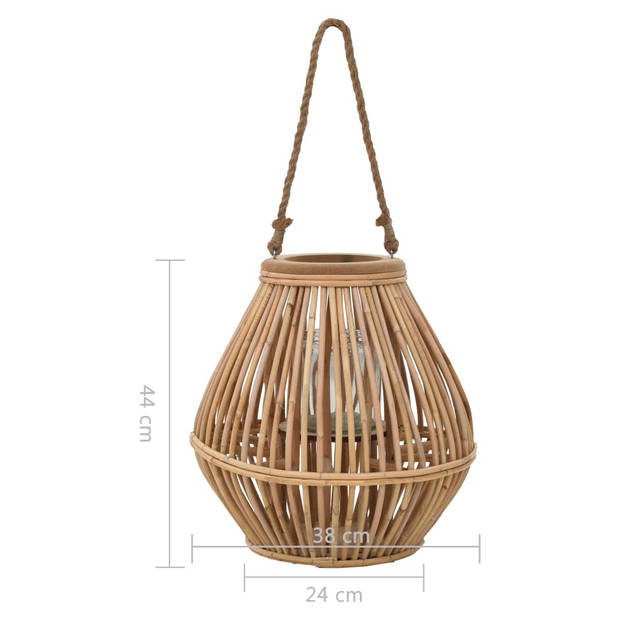 The Living Store Rieten Hangende Kaarsenhouder - Naturel - 38 x 40 cm - Handgemaakt