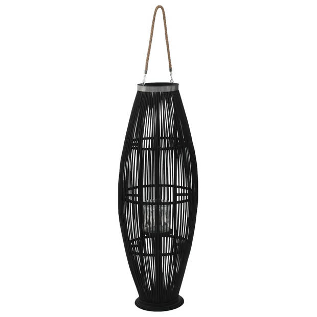 The Living Store Hangende Kaarsenhouder Bamboe - 34x95 cm - Zwart