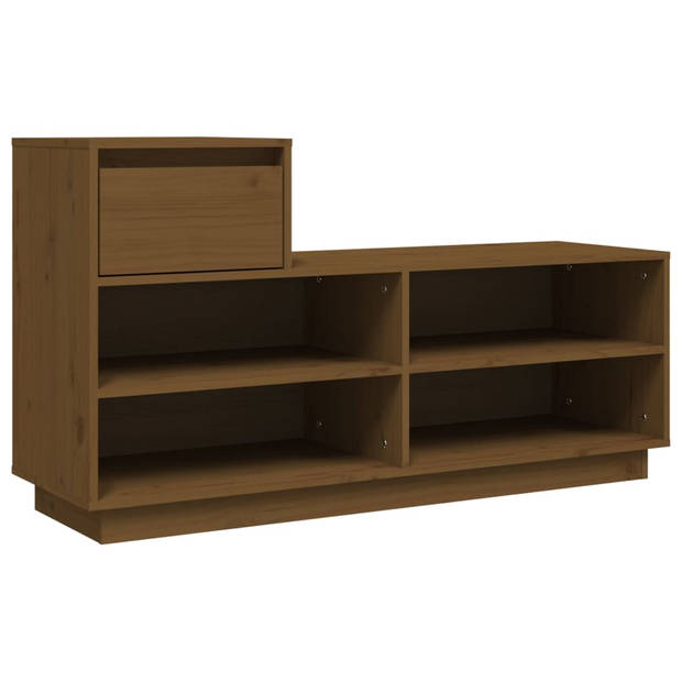 The Living Store Schoenenkast - Massief Grenenhout - 110 x 34 x 61 cm - Honingbruin