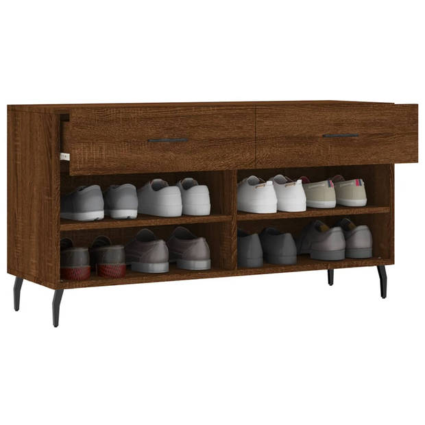 The Living Store Schoenenbank - Bewerkt hout en ijzer - 102 x 35 x 55 cm - Trendy en praktisch