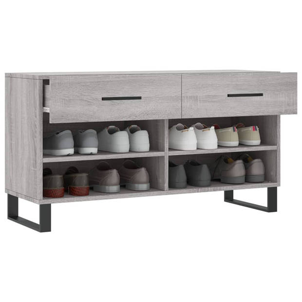 The Living Store Schoenenkast - - Meubelen - 102 x 35 x 55 cm - Grijs Sonoma Eiken