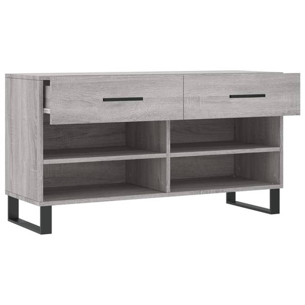 The Living Store Schoenenkast - - Meubelen - 102 x 35 x 55 cm - Grijs Sonoma Eiken