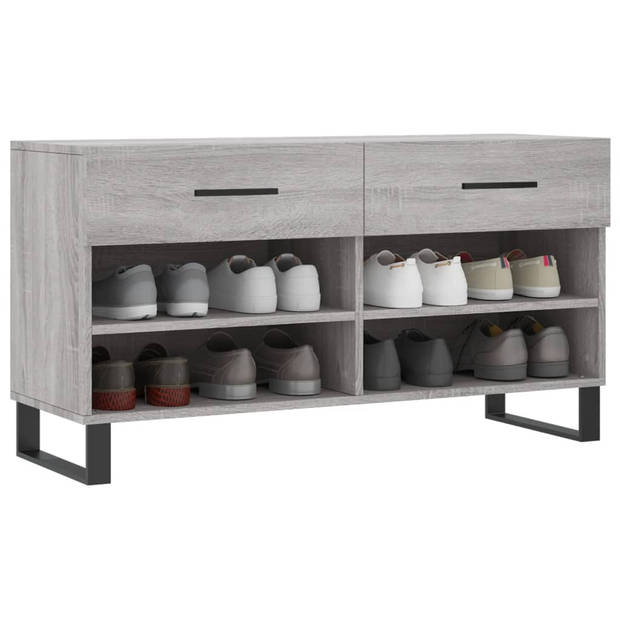 The Living Store Schoenenkast - - Meubelen - 102 x 35 x 55 cm - Grijs Sonoma Eiken