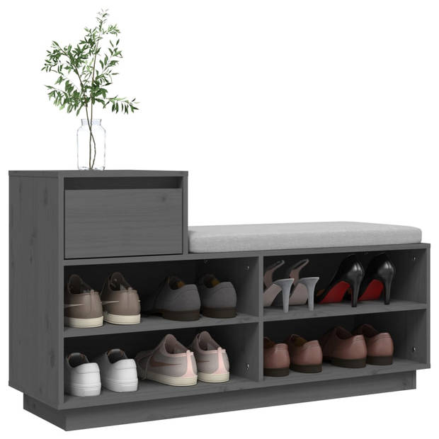 The Living Store Schoenenkast - - Hout - 110x34x61 cm - Grijs