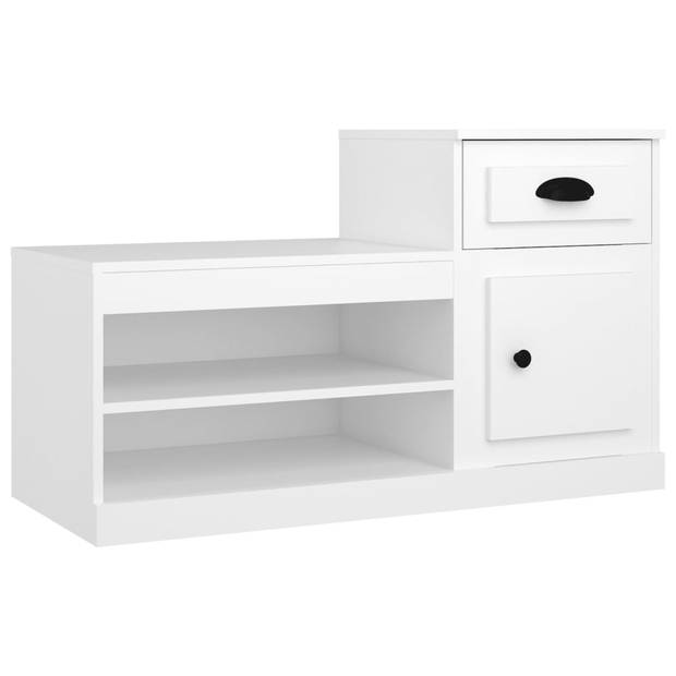 The Living Store Schoenenkast - Hout - Wit - 100 x 42 x 60 cm - Display functie