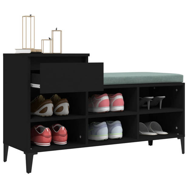 The Living Store Schoenenkast - Zwart - 102 x 36 x 60 cm - Duurzaam materiaal