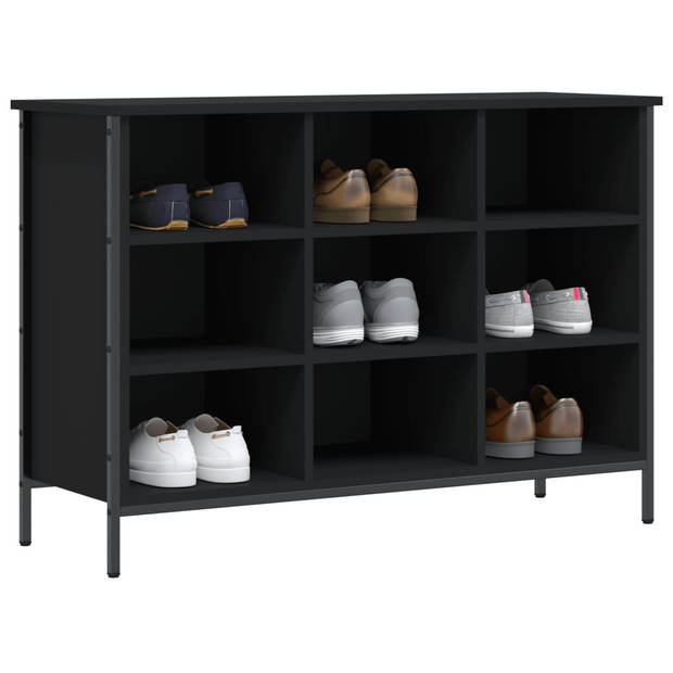 The Living Store Schoenenkast - naam - Opbergruimte voor Schoenen - 100 x 35 x 70 cm - Zwart