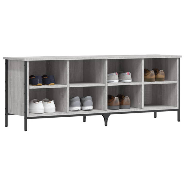 The Living Store Schoenenkast Industrieel - 131 x 35 x 50 cm - Grijs Sonoma Eiken - Duurzaam hout en staal