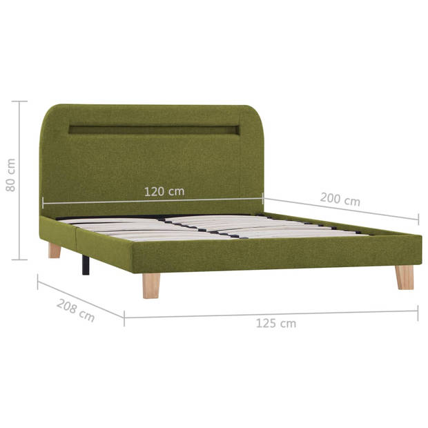 vidaXL Bedframe met LED stof groen 120x200 cm