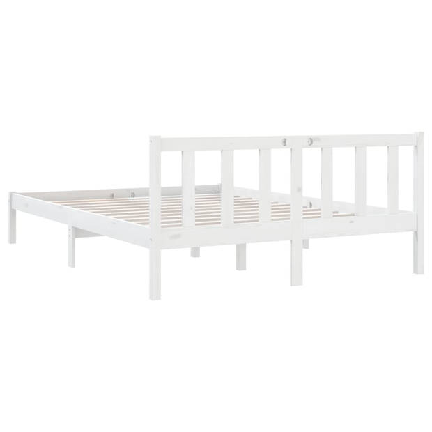 vidaXL Bedframe massief grenenhout wit 120x190 cm