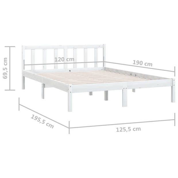 vidaXL Bedframe massief grenenhout wit 120x190 cm