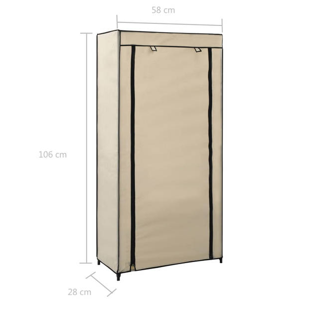 The Living Store Schoenenkast 5 schappen - 58 x 28 x 106 cm - Crème - ijzeren buis en nonwoven stof