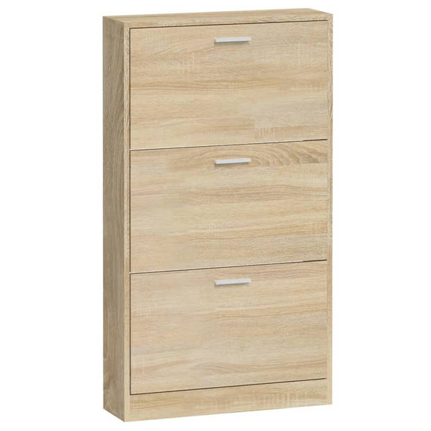 The Living Store Schoenenkast - Eiken - 59 x 17 x 108 cm - 3 lades