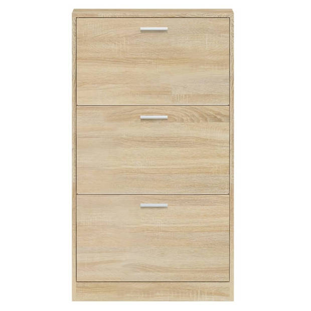 The Living Store Schoenenkast - Eiken - 59 x 17 x 108 cm - 3 lades