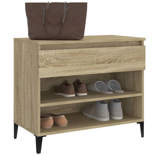 The Living Store Schoenenkast - Sonoma Eiken - 70 x 36 x 60 cm - Stevig bewerkt hout en metaal