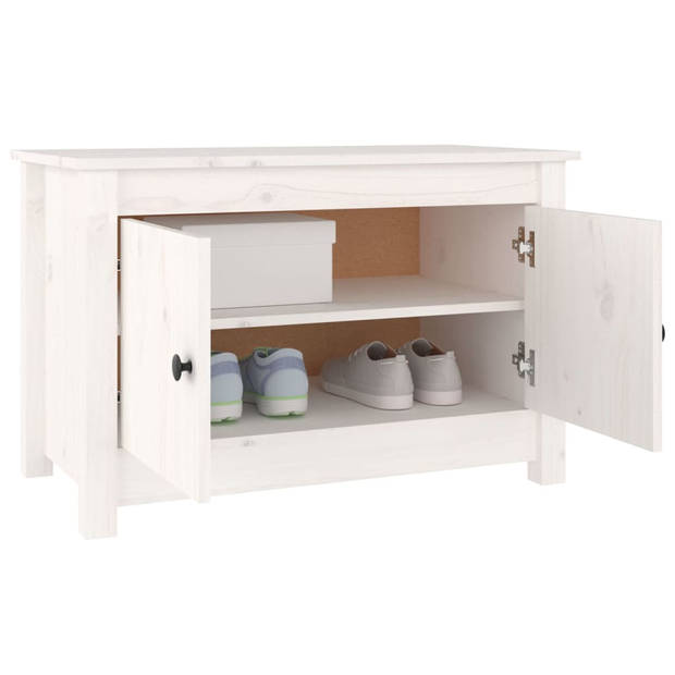 The Living Store Schoenenkast 70x38x45-5 cm massief grenenhout wit - Schoenenkast