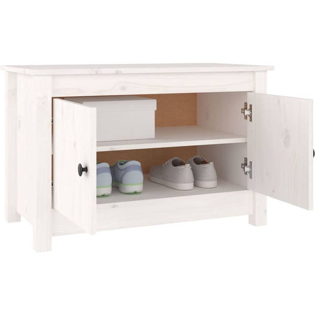 The Living Store Schoenenkast - Wit - 70 x 38 x 45.5 cm - Massief Grenenhout