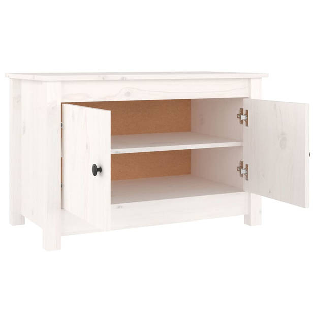 The Living Store Schoenenkast 70x38x45-5 cm massief grenenhout wit - Schoenenkast