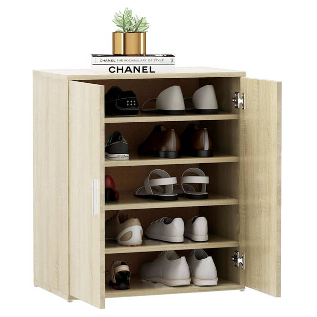 The Living Store Schoenenkast - Halkast - Sonoma eiken - 60 x 35 x 70 cm (L x B x H) - Spaanplaat