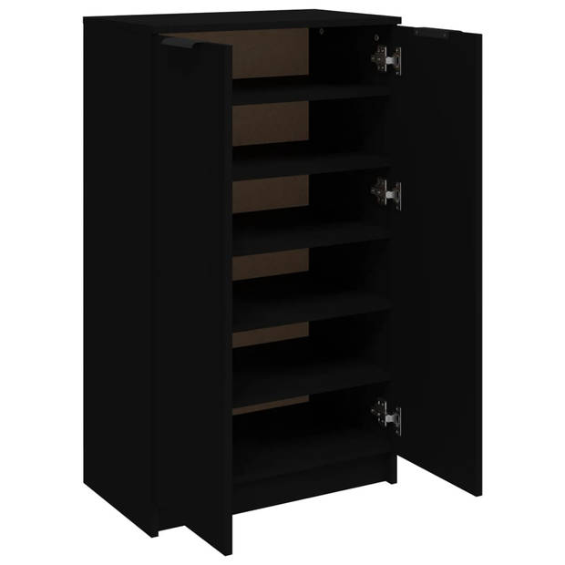 The Living Store Schoenenkast - Zwart - 59 x 35 x 100 cm - Bewerkt hout