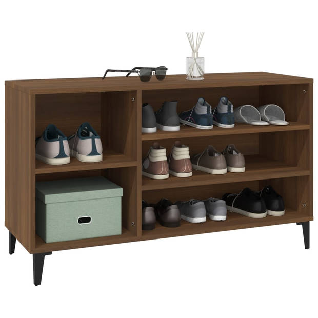 The Living Store Schoenenkast - Bruineiken - 102 x 36 x 60 cm - Stevig materiaal