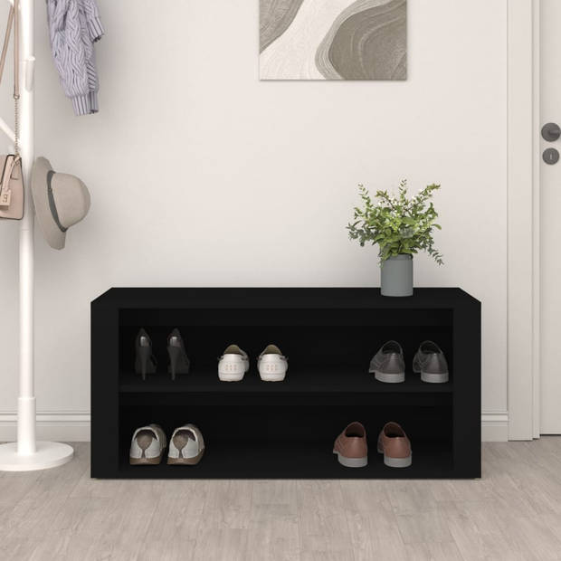 The Living Store Schoenenrek - Elegant - Schoenenkast - 100 x 35 x 45 cm - Kleur- Zwart