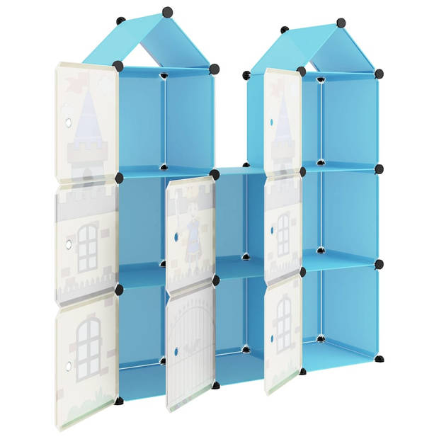 The Living Store Opbergkast Kubus - 109.5x36.5x127 cm - Blauw - PP en Staal