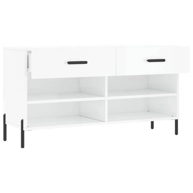 The Living Store Schoenenbank - Trendy - Opbergen - 102 x 35 x 55 cm - Hoogglans wit