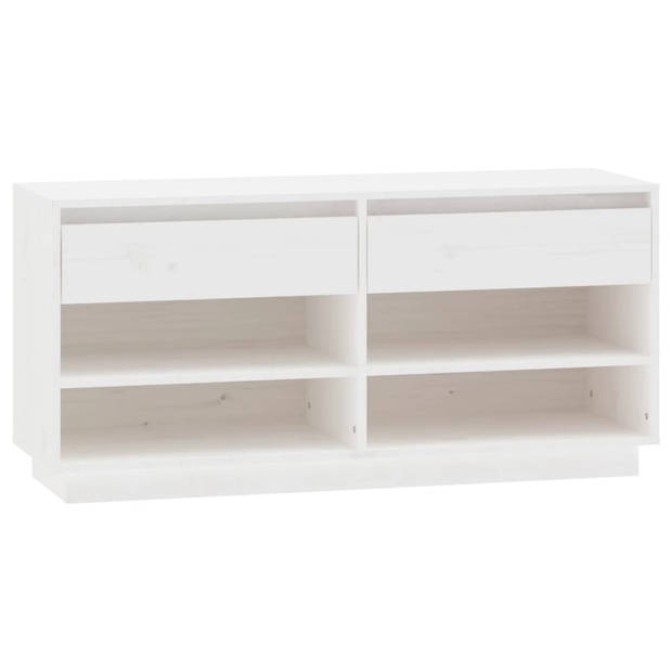 The Living Store Schoenenkast Grenenhout - 110 x 34 x 52 cm - Wit