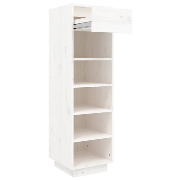 The Living Store Schoenenkast Zweefpoten - Wit - 34 x 30 x 105 cm - Massief grenenhout